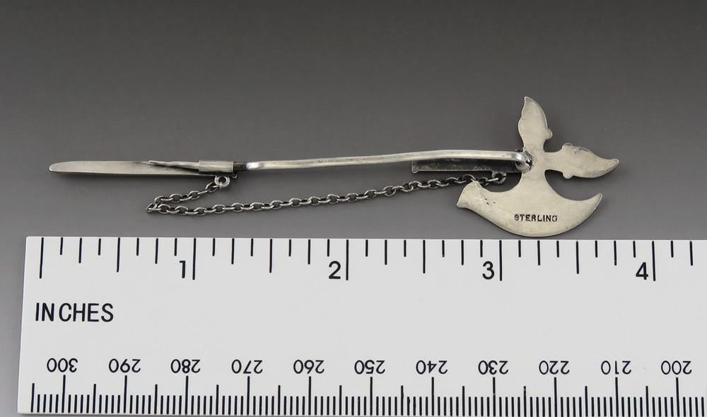 Neat Antique Victorian Sterling Silver Axe Ax Halberd Stickpin Pin