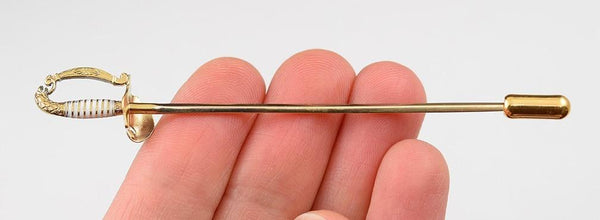 Incredible Antique 14k Gold & Enameled Krementz Sword Stick Pin w/ Eagle