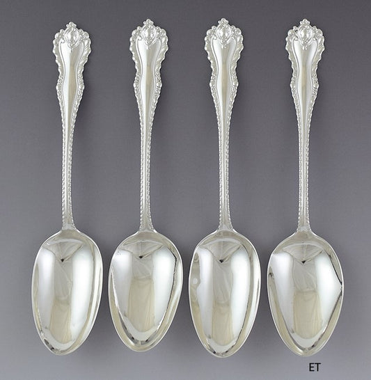 Fine set 4 Dominick & Haff Sterling Silver Mazarin Serving / Table Spoons