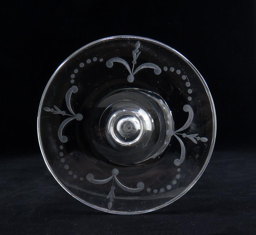 Antique c1910 Tuthill American Crystal Glass Tall Etched Trumpet Flower Vase