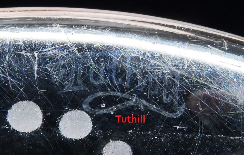 Antique c1910 Tuthill American Crystal Glass Tall Etched Trumpet Flower Vase