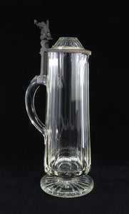 Impressive c1880s German Cut Glass Crystal Pewter Lid 1.5L Andvari Gnome Stein