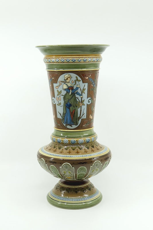 c1900 Impressive Signed Villeroy Boch Mettlach Art Nouveau #1749 Tall Vase