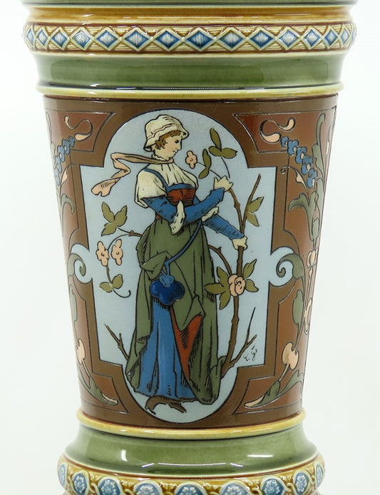 c1900 Impressive Signed Villeroy Boch Mettlach Art Nouveau #1749 Tall Vase