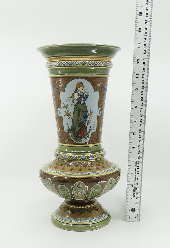 c1900 Impressive Signed Villeroy Boch Mettlach Art Nouveau #1749 Tall Vase
