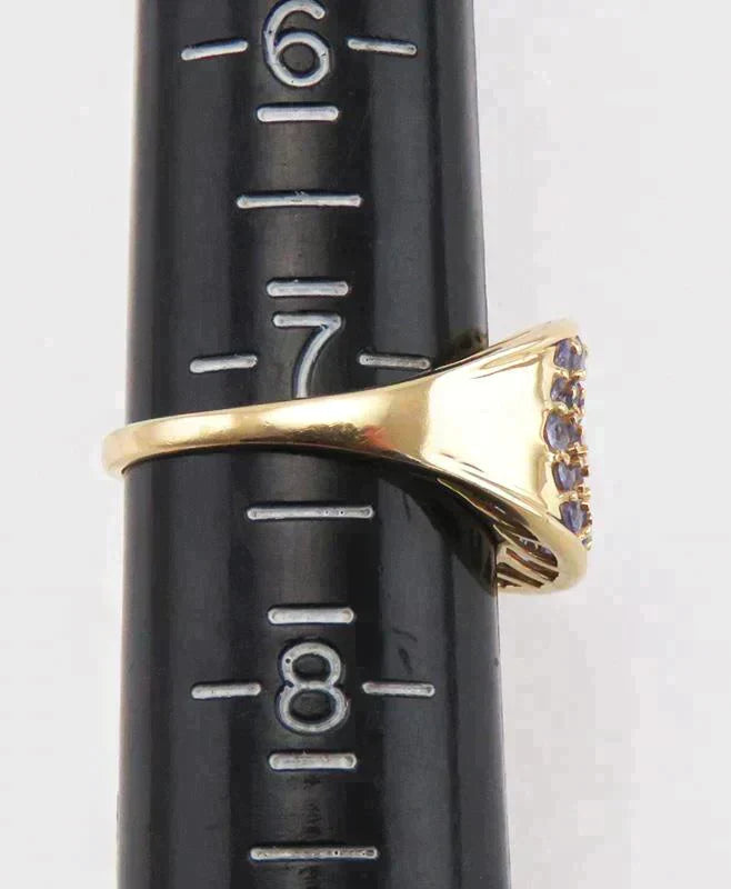Beautiful 14K Yellow Gold & Natural Tanzanite Gemstone Statement Ring