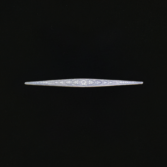Lovely American Antique 14k Yellow Gold Tapered Bar Pin Blue Enamel