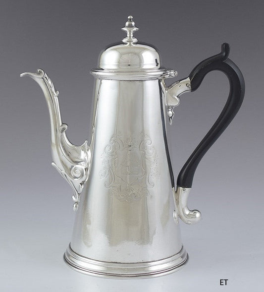1731 Fine Antique English Georgian Sterling Silver Lighthouse Coffee Pot