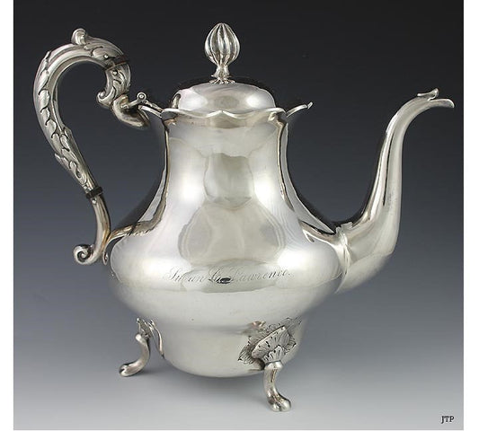 Antique American 1849 Victorian Coin Silver Teapot Coffeepot Jones, Ball & Poor