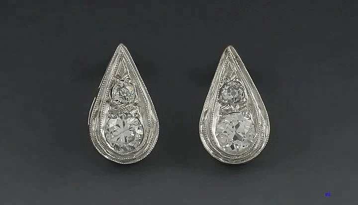 Elegant 14k White Gold Diamond Earrings ~1 Carat TW