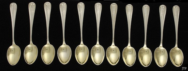 Fine set 11 Durgin New Standish Sterling Silver Demitasse Spoons "Irene"