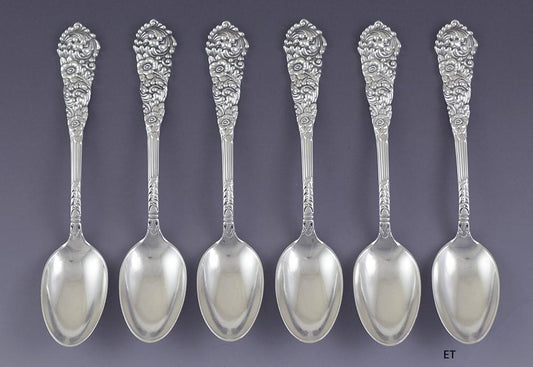 Pristine Set 6 Reed Barton Sterling Silver Trajan Teaspoons No Mono