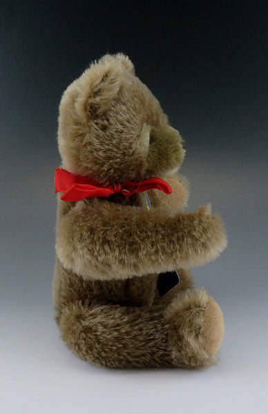 Cute VTG Steiff Teddybear Teddy Bear Poseable Limbs Red Ribbon Cocoa Brown