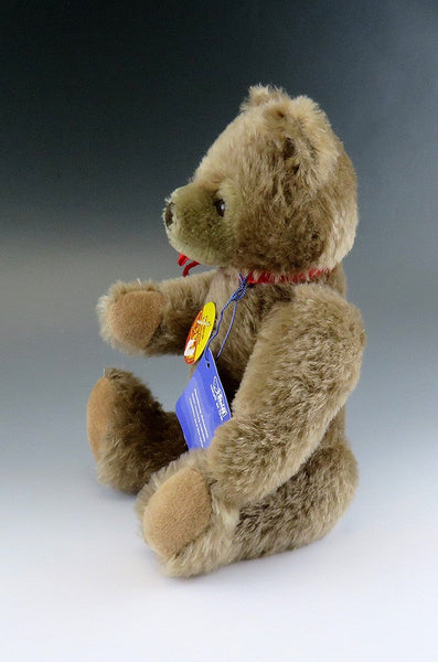 Cute VTG Steiff Teddybear Teddy Bear Poseable Limbs Red Ribbon Cocoa Brown