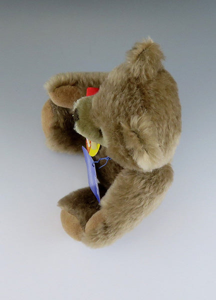 Cute VTG Steiff Teddybear Teddy Bear Poseable Limbs Red Ribbon Cocoa Brown