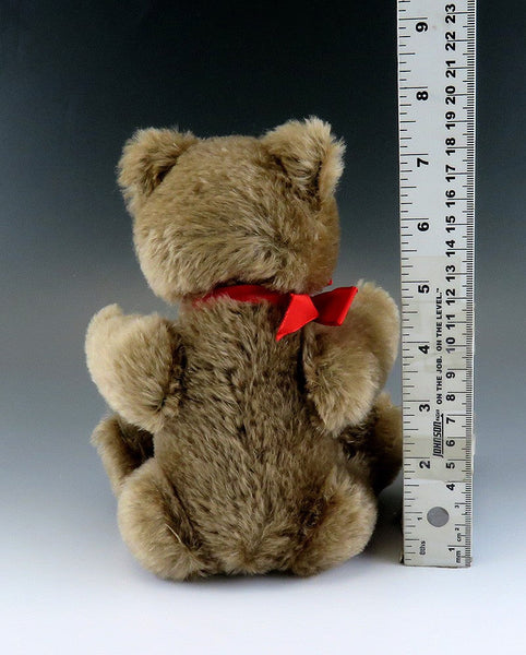 Cute VTG Steiff Teddybear Teddy Bear Poseable Limbs Red Ribbon Cocoa Brown