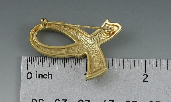 Delightful German 14K Yellow Gold Diamond Ribbon Brooch