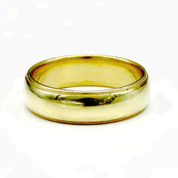 Vintage Tiffany & Co 18K Yellow Gold 6mm Wide Band Wedding Engagement Ring Sz 10