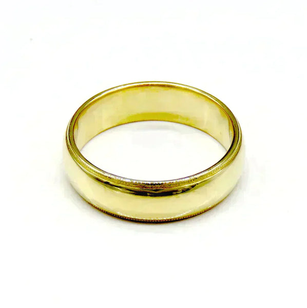 Vintage Tiffany & Co 18K Yellow Gold 6mm Wide Band Wedding Engagement Ring Sz 10