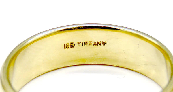 Vintage Tiffany & Co 18K Yellow Gold 6mm Wide Band Wedding Engagement Ring Sz 10