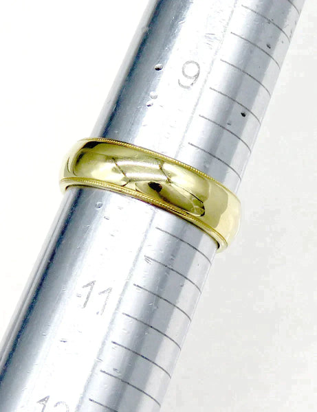 Vintage Tiffany & Co 18K Yellow Gold 6mm Wide Band Wedding Engagement Ring Sz 10