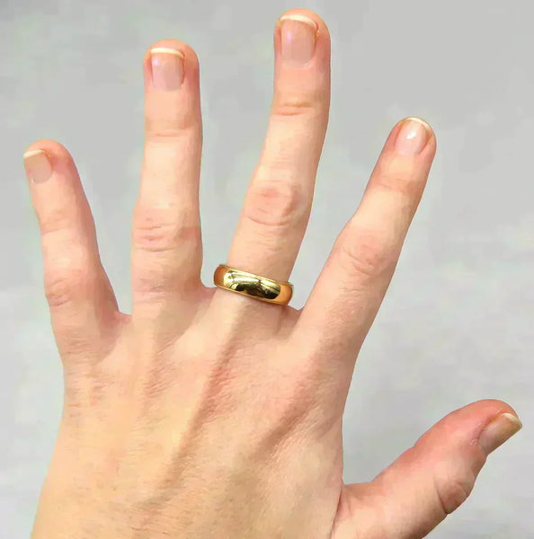 Vintage Tiffany & Co 18K Yellow Gold 6mm Wide Band Wedding Engagement Ring Sz 10