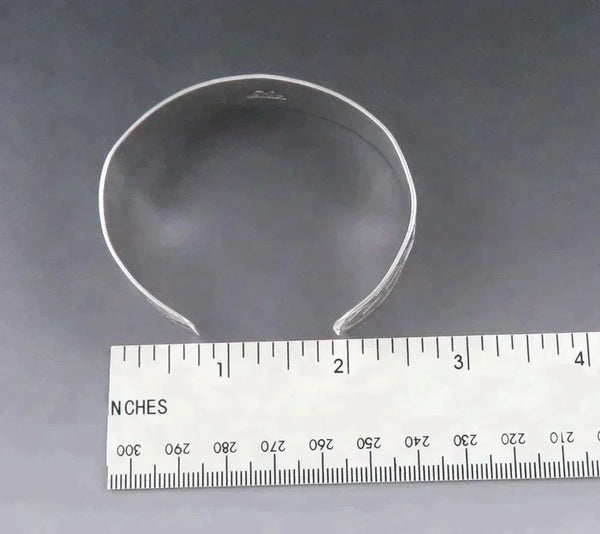 Handcrafted Arts & Crafts Sterling Silver Thick Textured Bangle Cuff Bracelet
