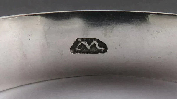 Handcrafted Arts & Crafts Sterling Silver Thick Textured Bangle Cuff Bracelet