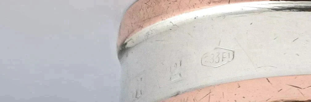 Very Attractive Italian Made Sterling Silver and Copper Wide Cuff Bracelet