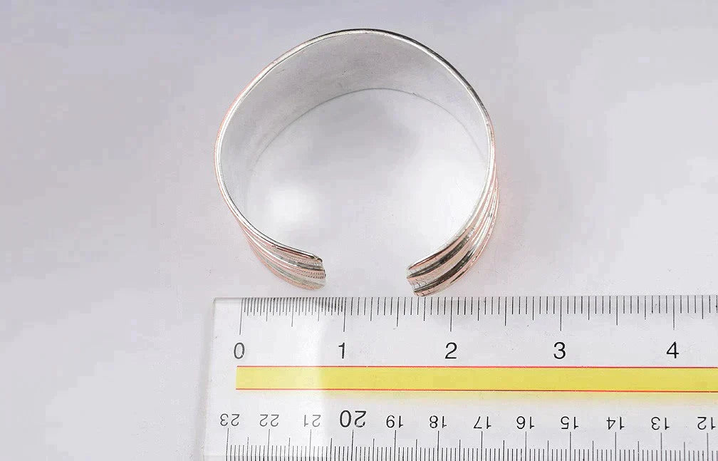 Very Attractive Italian Made Sterling Silver and Copper Wide Cuff Bracelet