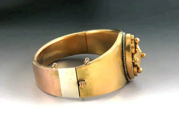 Elegant Antique American Victorian Gold Filled Wide Hinged Bracelet