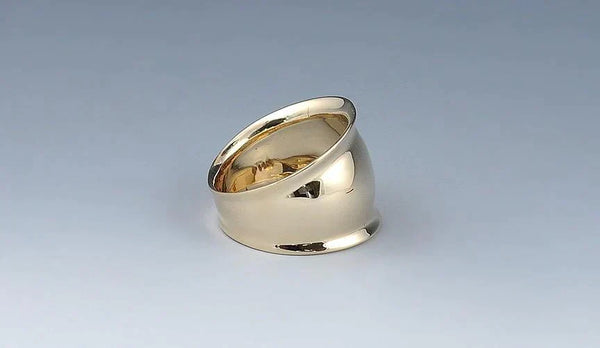 American 14k Yellow Gold Wide Statement Ring Band Size 6.5