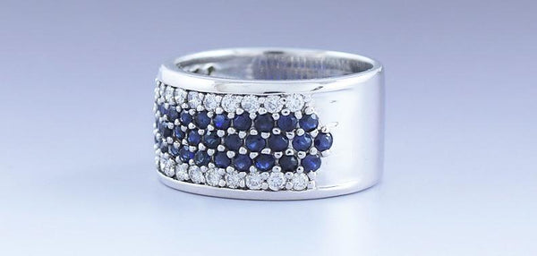 Beautiful 14k White Gold ~1ct Sapphire & ~.75ct Diamond Ring Size 7