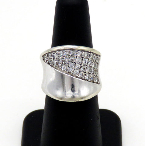 Dazzling 14k White Gold ~.35ct Diamond Pave Saddle Ring Band