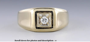 Striking Modern 14K Yellow Gold Diamond Ring Size 9.25