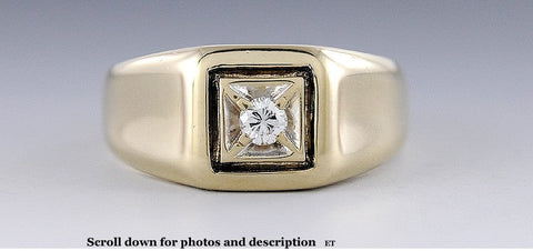 Striking Modern 14K Yellow Gold Diamond Ring Size 9.25