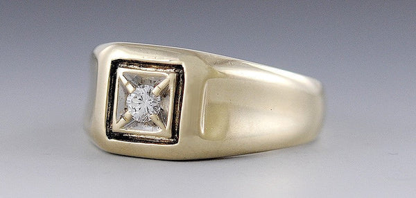 Striking Modern 14K Yellow Gold Diamond Ring Size 9.25