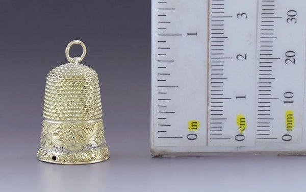 Neat late 1800s/early 1900s 14k Yellow Gold Hand Engraved Thimble Bell Pendant