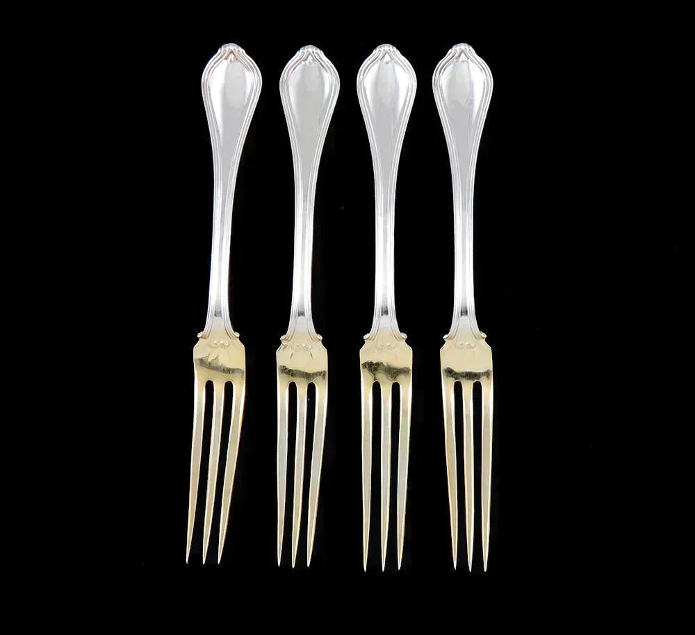 4 Antique Towle Paul Revere 1906 Sterling Silver Strawberry Fruit Forks