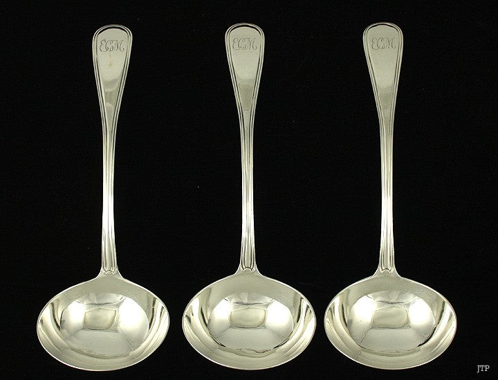 3 Antique 1799 English Georgian Sterling Silver Gravy Sauce Ladles