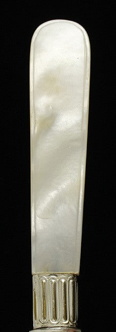 13 Antique c1900 English Mother of Pearl Shell Silver Plate Knives ~7 1/2"