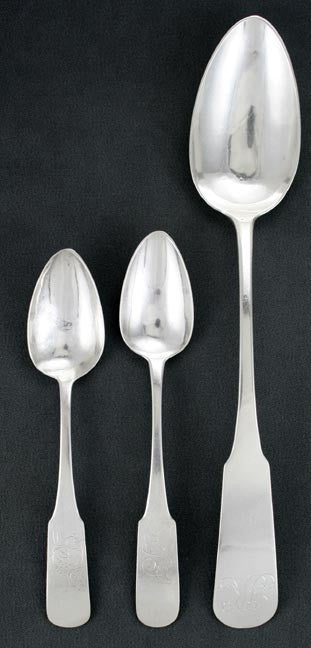 Lot of 3 American Coin Silver Fiddle Pattern Spoons