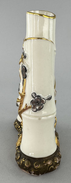 Superb 1878 Royal Worcester Aesthetic Mvmt Bamboo Cherry Blossom Triple Bud Vase