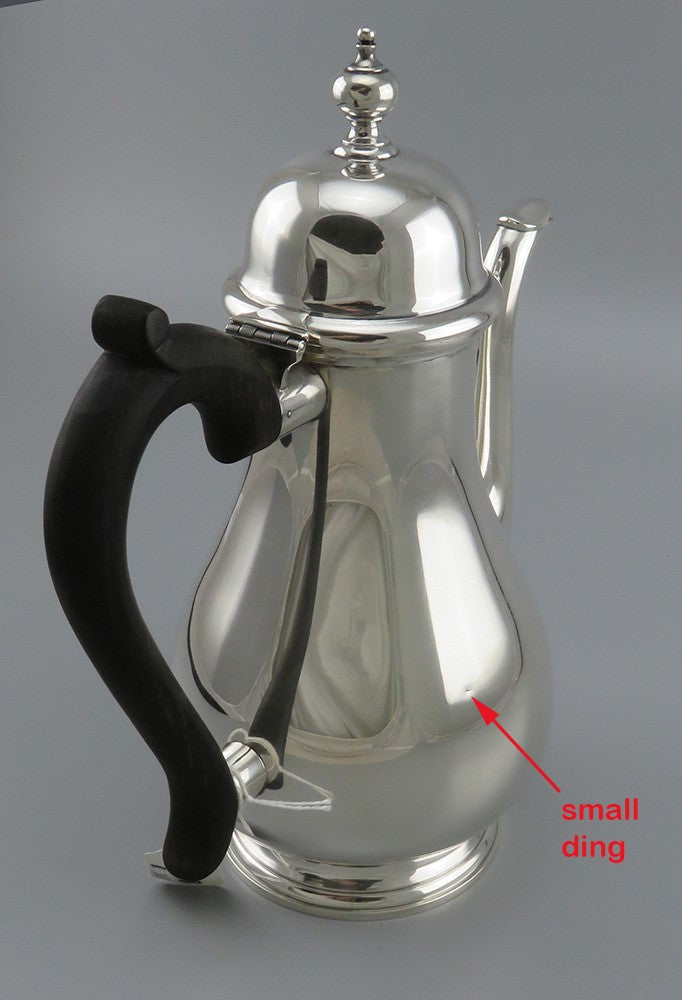 Vintage 1950s Tiffany Co Sterling Silver Wood Georgian Style Tea Coffee Pot