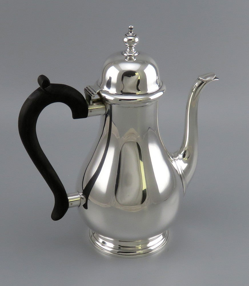 Vintage 1950s Tiffany Co Sterling Silver Wood Georgian Style Tea Coffee Pot