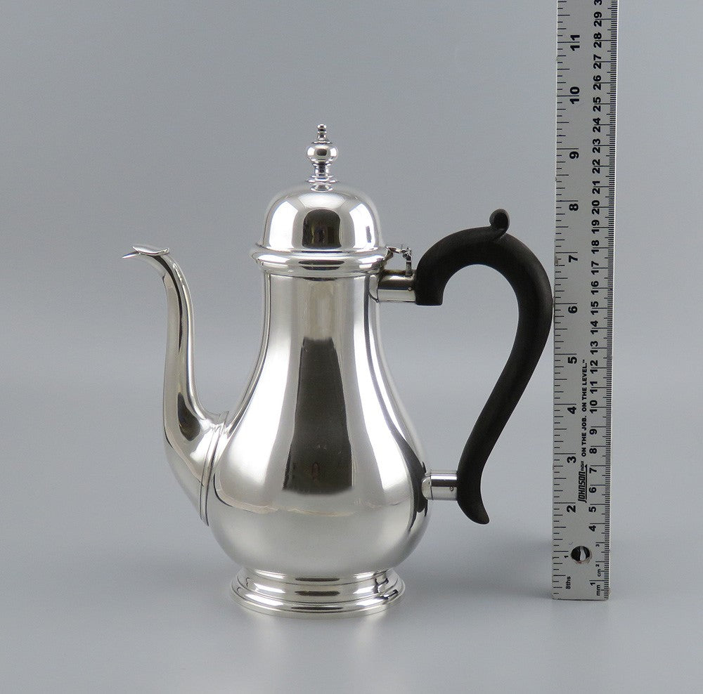 Vintage 1950s Tiffany Co Sterling Silver Wood Georgian Style Tea Coffee Pot