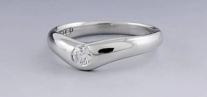 Designer Tiffany & Co Platinum Diamond Peretti Curved Band Ring