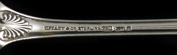8 Antique Tiffany & Co Palm 1871 Sterling Silver Shell Place Table Spoons