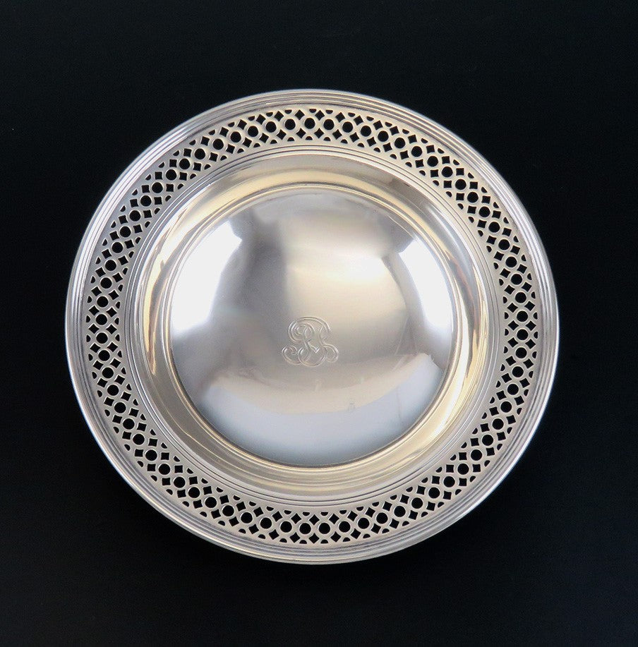 Beautiful Antique Tiffany Co Sterling Silver Pierced Rim Bowl Dish
