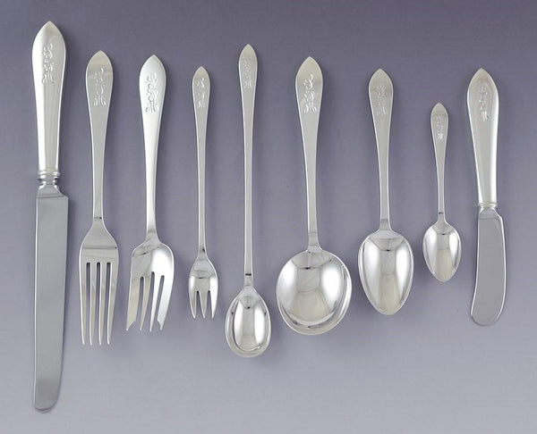 Fabulous Tiffany Co 117pc Sterling Silver Faneuil Flatware Serves 10